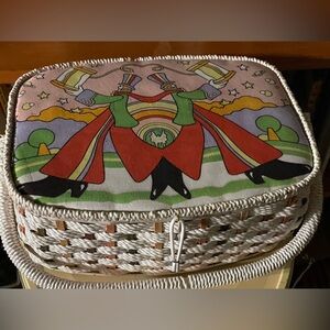 Amazing vintage 1970s Peter Max print design sewing basket Belding Corticelli